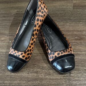 Talbots Leopard-Print Round-Toe Flats - Black & Brown